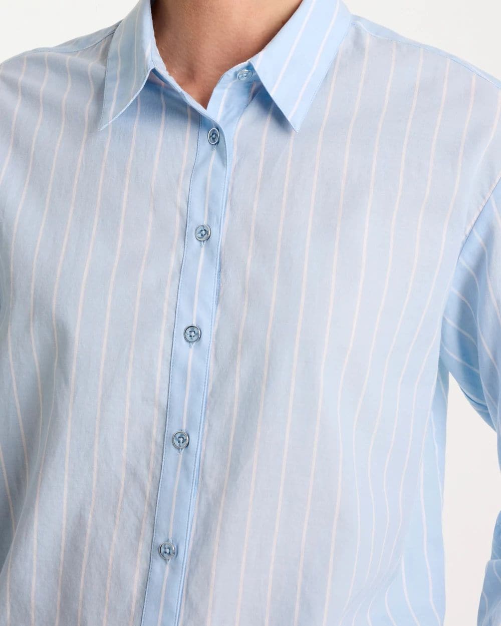 Cotton Voile Collared Striped Shirt