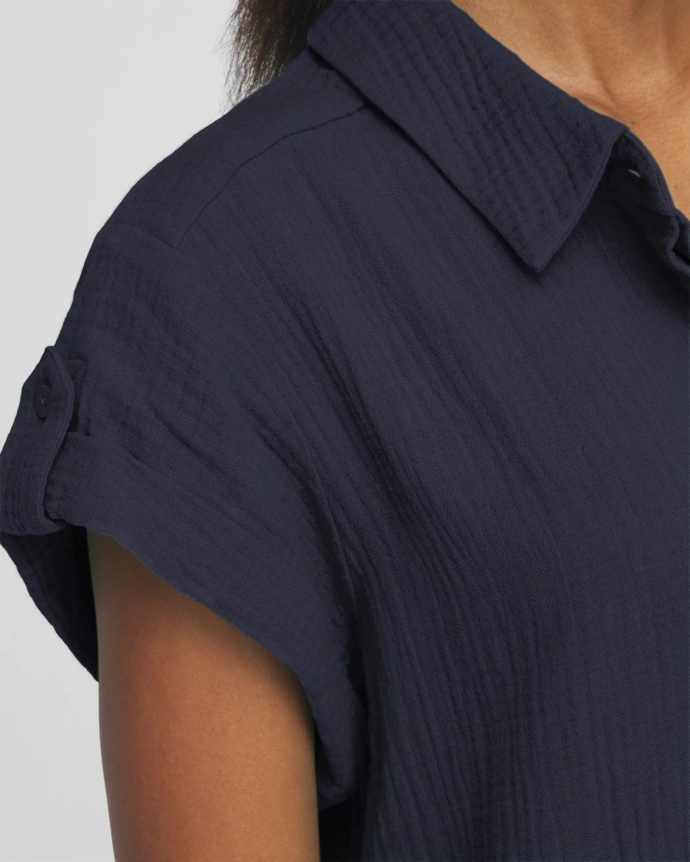 Gauze Roll Tab Sleeve Dress