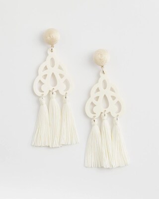 No Droop® White Fringe Earrings click to view larger image.