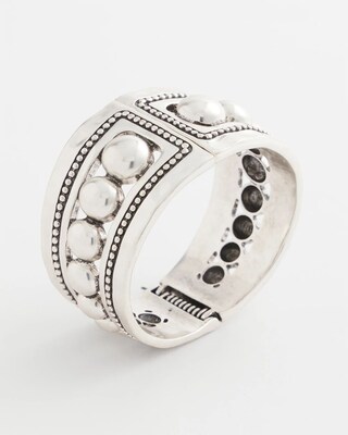 Silvertone Stretch Cuff Bracelet click to view larger image.