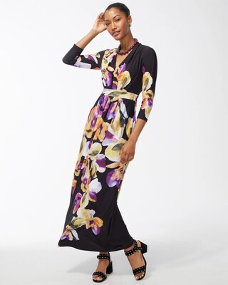 Pleat Front Floral Maxi Dress