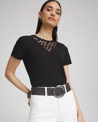 Black Stretch Raffia Belt