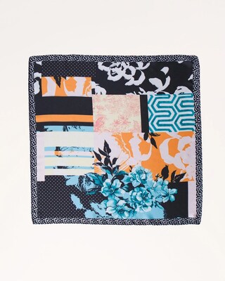 Floral Block-Print Square Neckerchief Scarf