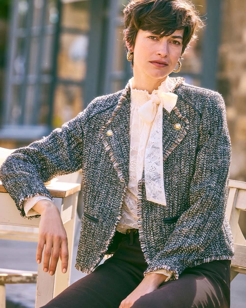 Tweed Mix Moto Jacket