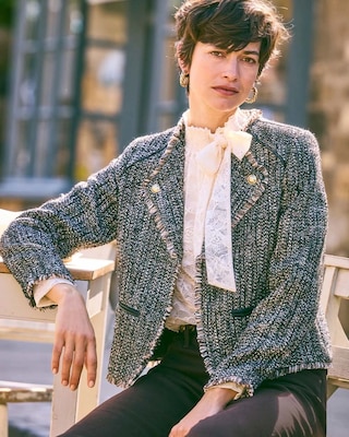 Tweed Mix Moto Jacket