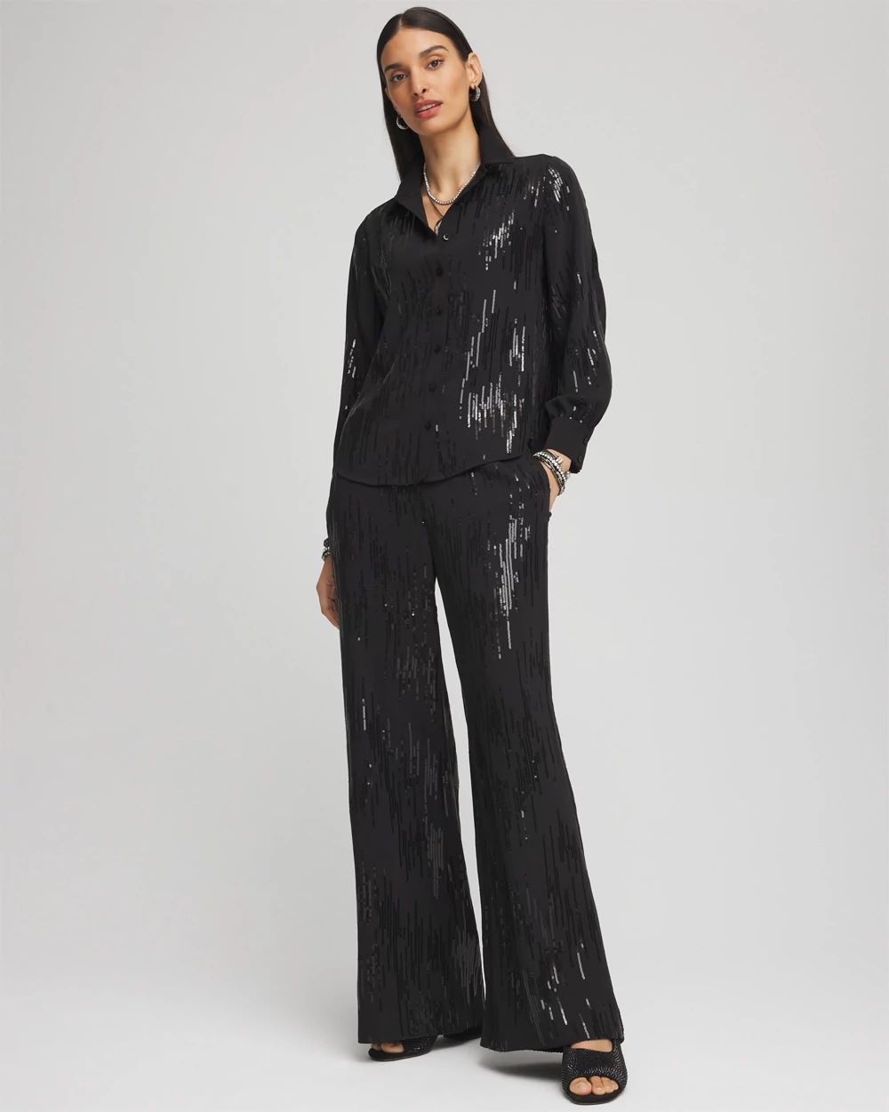 Sequin Wide Leg Pants click to view larger image.