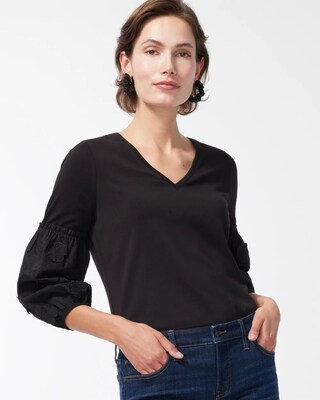 Knit Woven 3D Applique Top