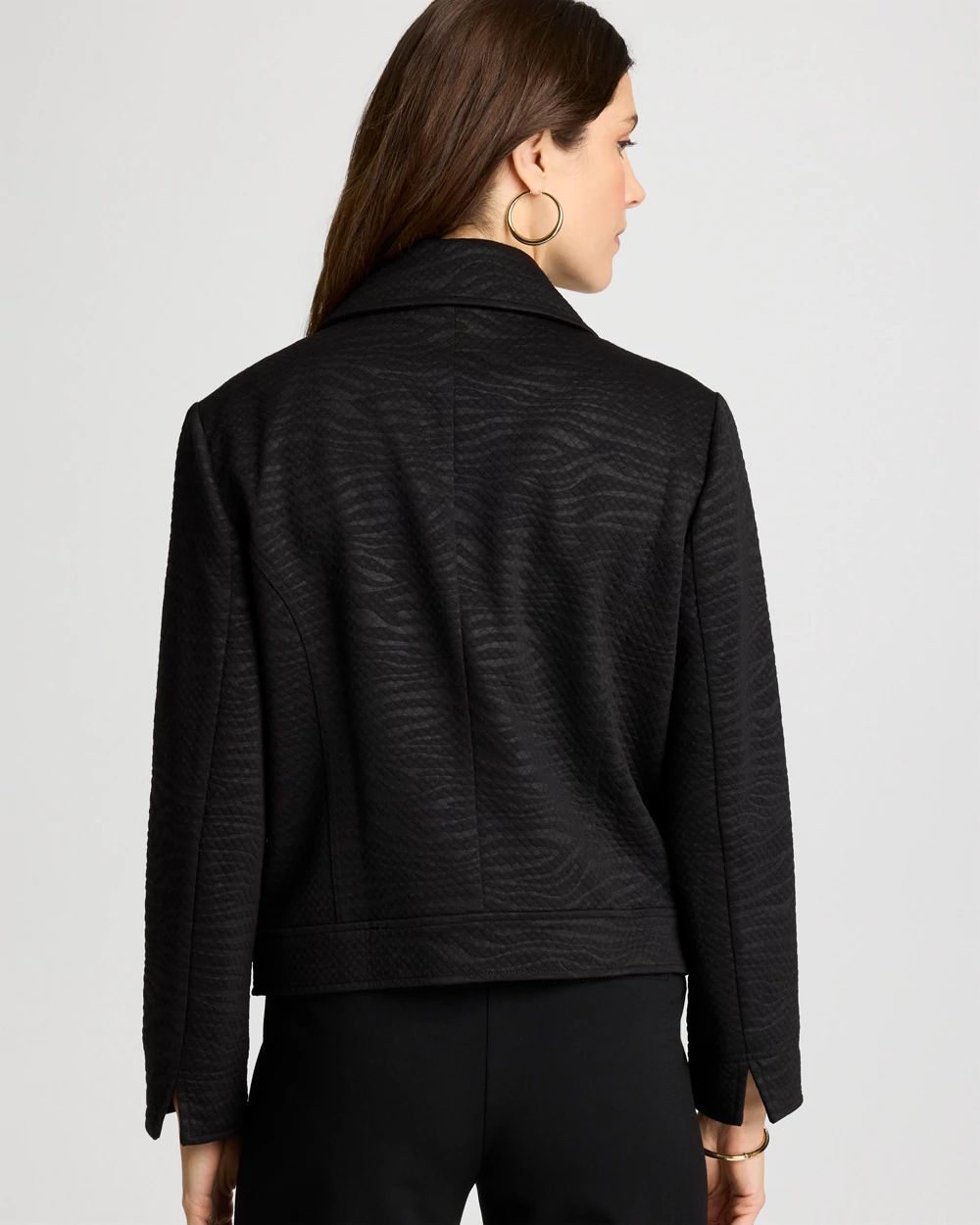 Embossed Knit Moto Jacket