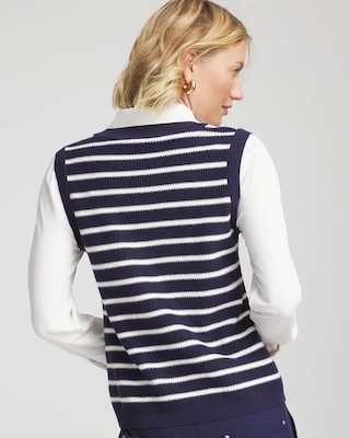 Striped V-Neck 2 in 1 Sweater Vest click to view larger image.