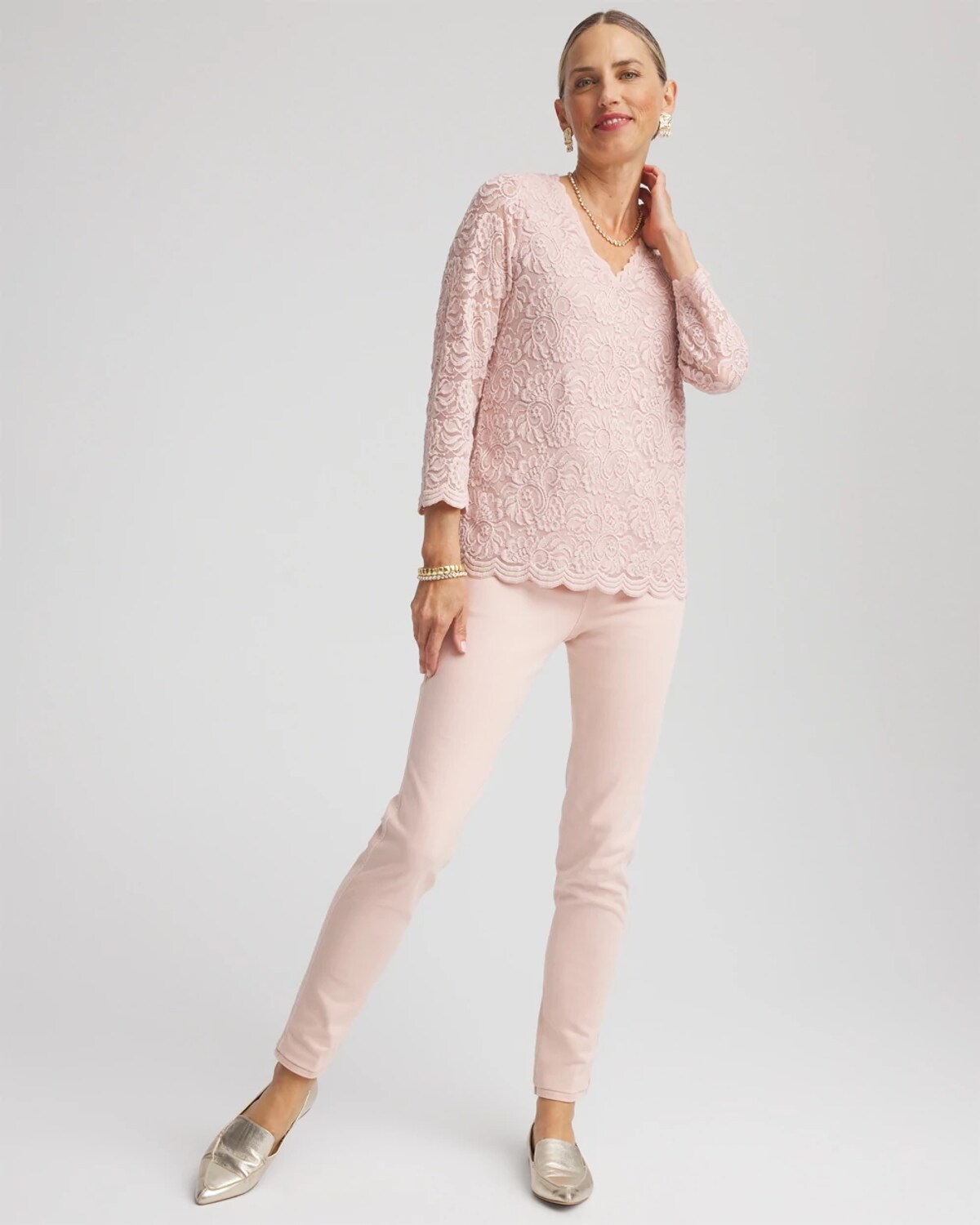 Chico's Pull-on Slim-fit Ankle Jeggings In Pink In Pink
