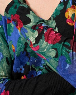 Floral V-neck Pullover Sweater