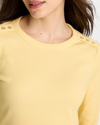 Ribbed Button Crewneck Tee click to view larger image.