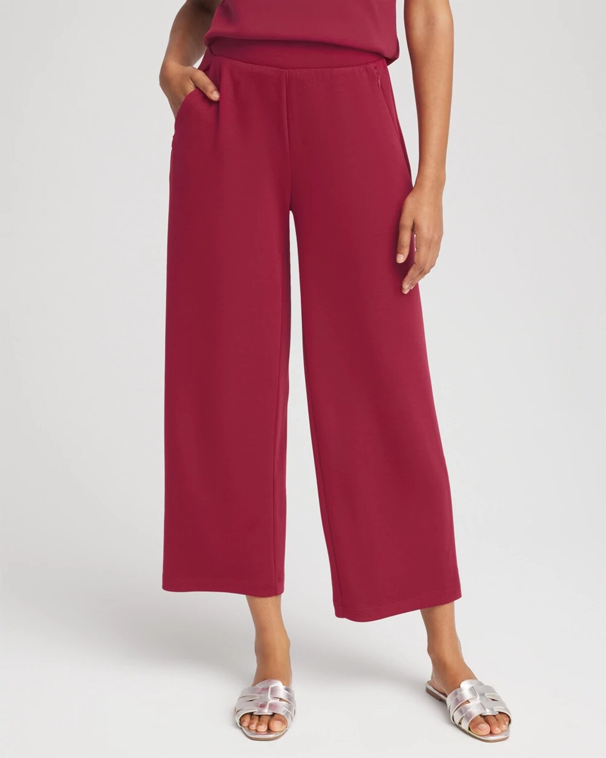 Chico's Scuba Cropped Pants In Russet Red In Red