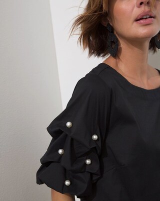 Poplin Faux Pearl Dress