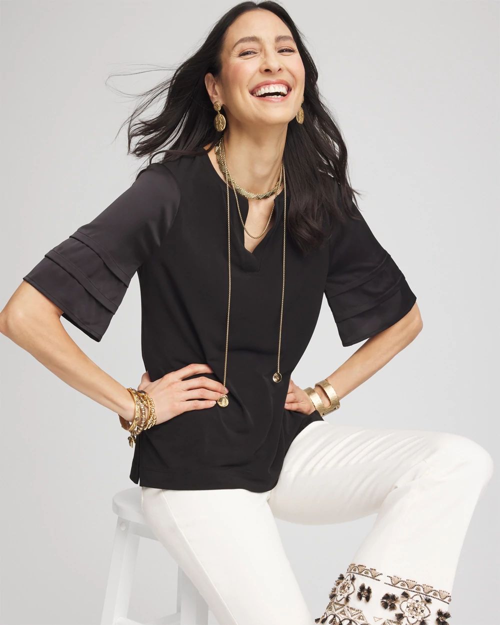 Jersey Tiered-Sleeve Tee