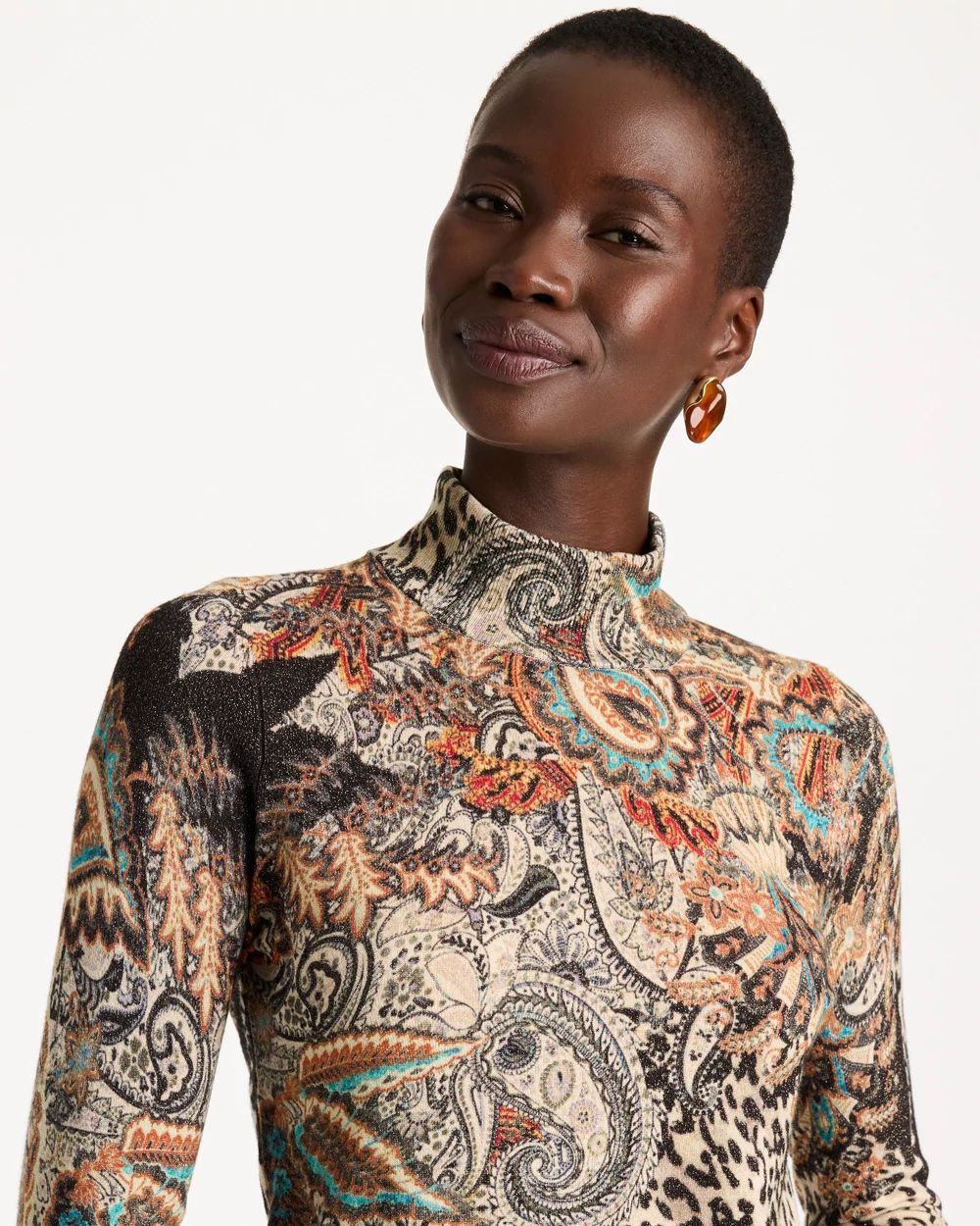 Ella Mockneck Paisley Sweater click to view larger image.