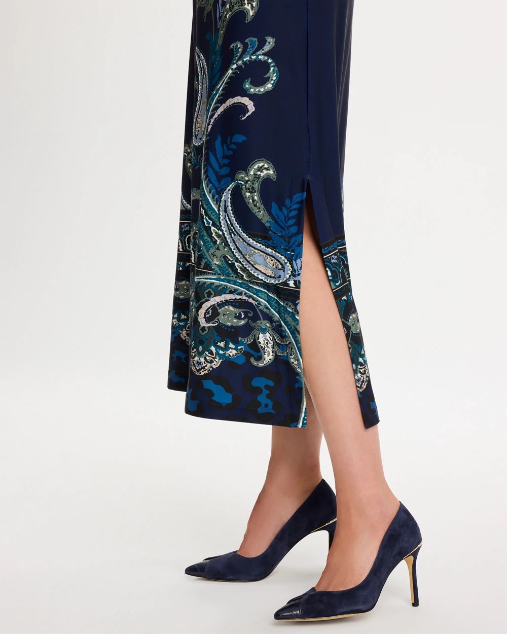 Petite Soft-Stretch Knit Printed Dress click to view larger image.