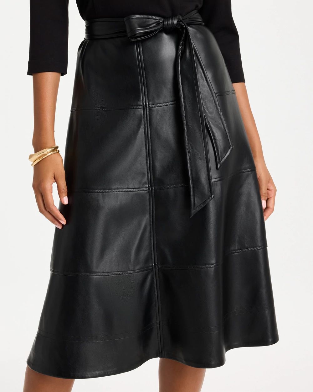 Faux Leather Ponte Knit Dress click to view larger image.