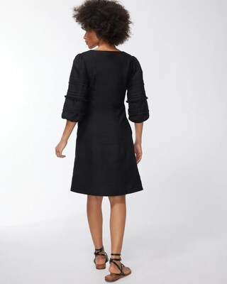 Black Linen Embroidered Dress