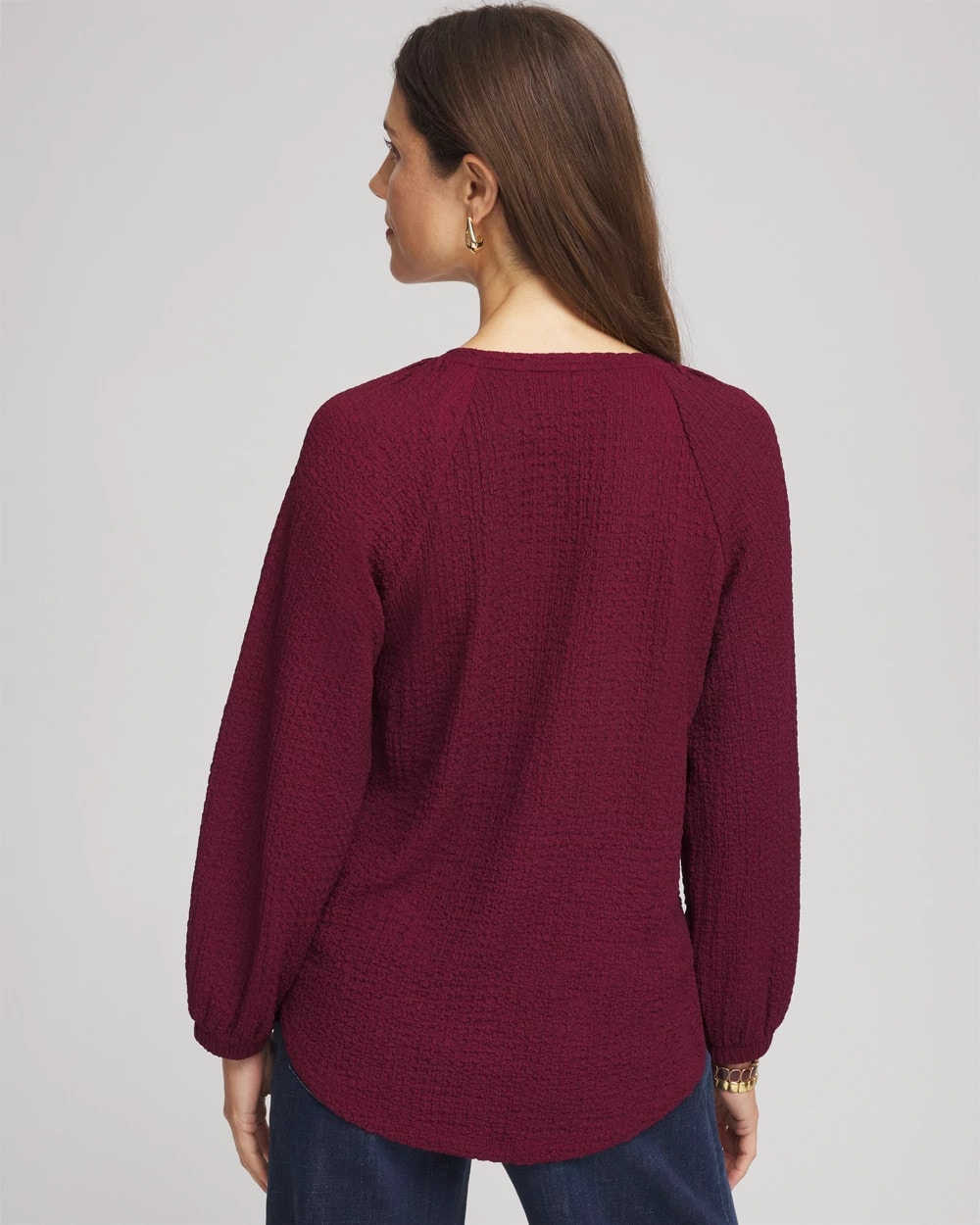 Textured Raglan V-Neck Top