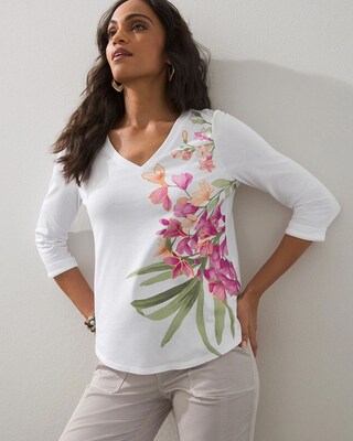 Floral Foil 3/4 Sleeve Tee