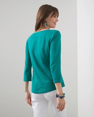 Epaulet 3/4 Sleeve Slub Tee