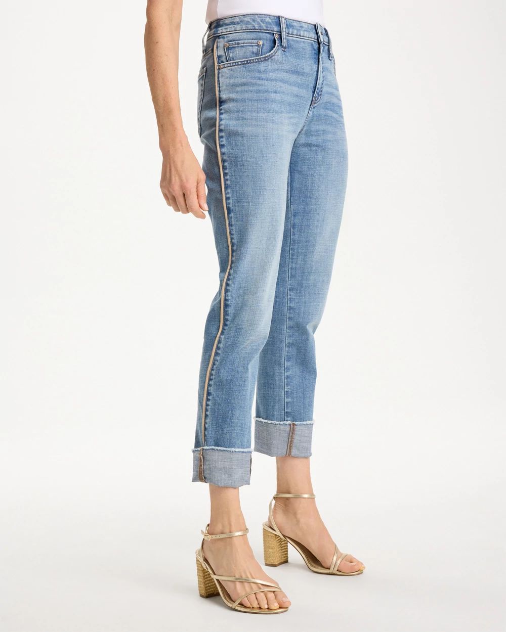 Girlfriend Roll Cuff Crop Jeans