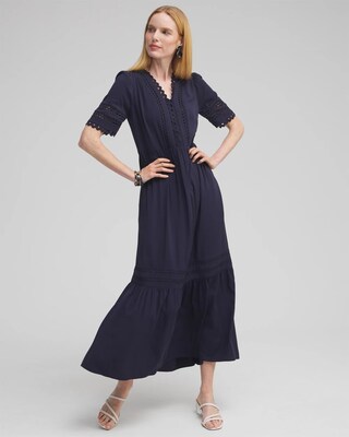 Petite Silk Blend Rick Rack Trim Dress