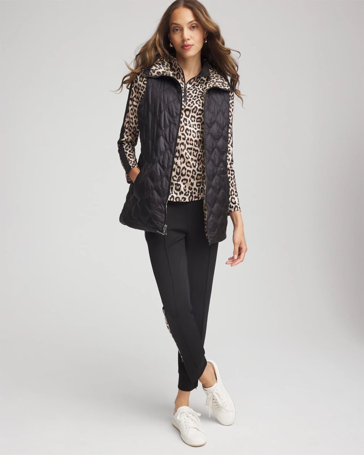 Chico's Water-resistant Reversible Vest In Animal Print