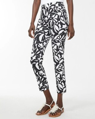 Brigitte Leaf Print Slim Ankle Pants
