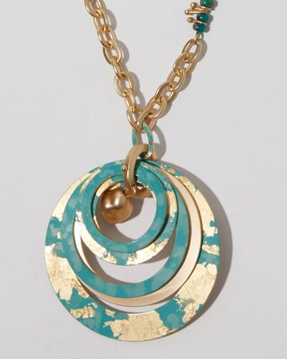 Turquoise and Gold-Tone Pendant Necklace