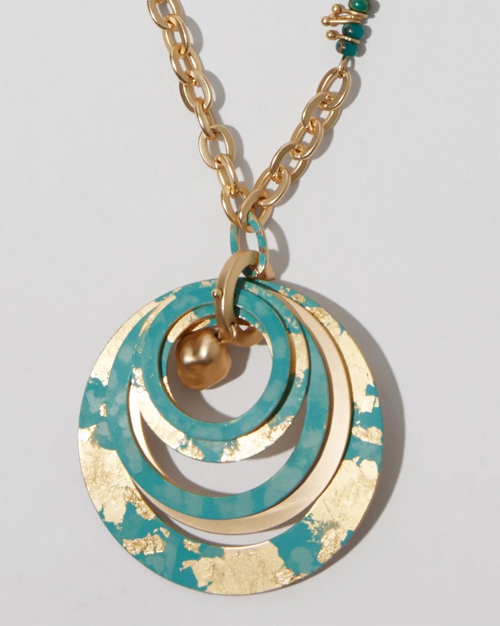 Turquoise and Gold-Tone Pendant Necklace