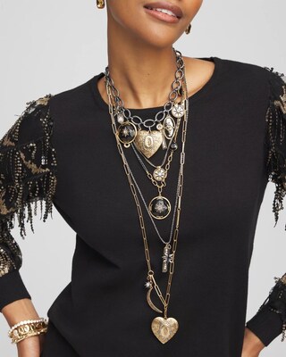 Mixed Metals Charm & Locket Necklace click to view larger image.