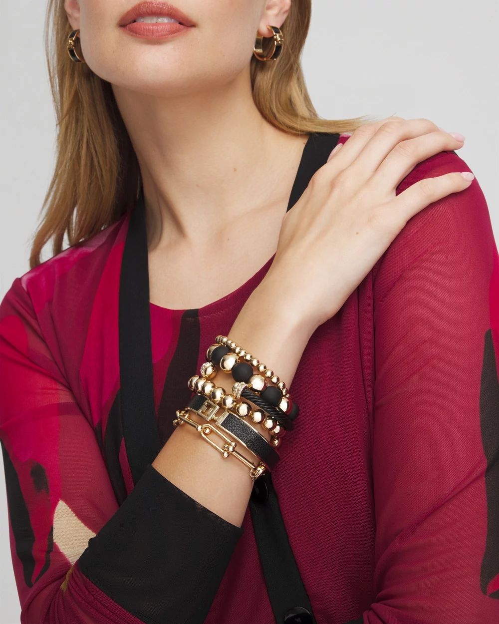Black Beaded Stretch Bracelet