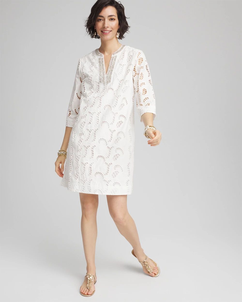 Eyelet Embellished Dress