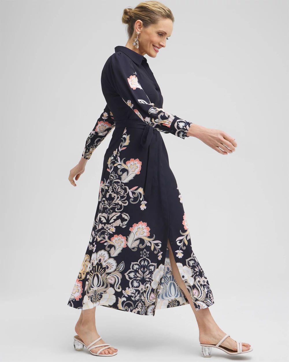 Floral Maxi Shirt Dress click to view larger image.