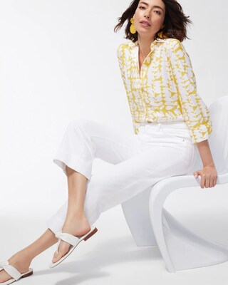 No Iron Stretch 3/4 Sleeve Floral Shirt