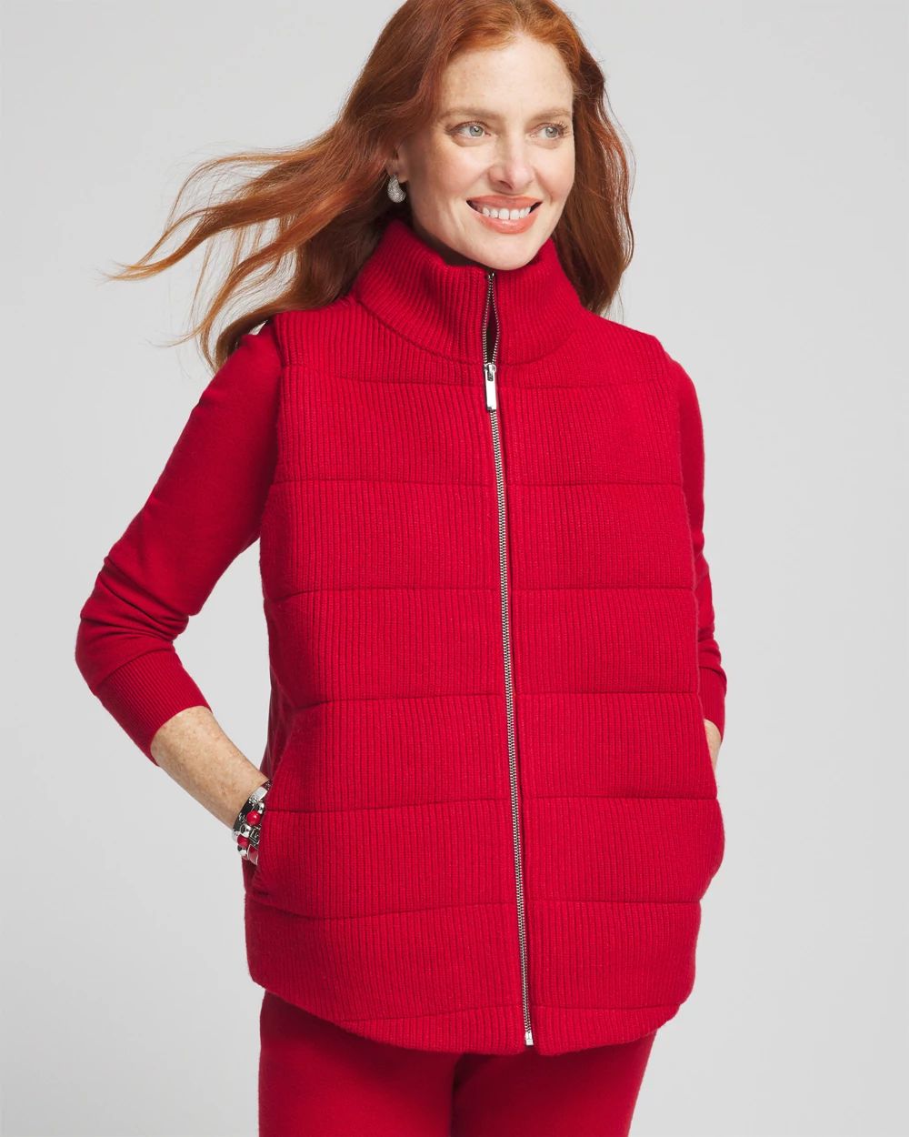 Zenergy® Luxe Ribbed-Knit Puffer Vest