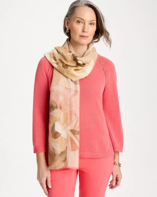 Neutral Floral Oblong Scarf click to view larger image.