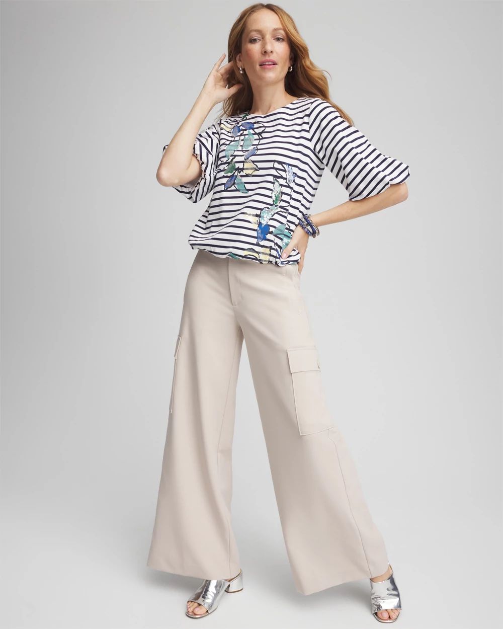 Embellished Striped Bubble Hem Top