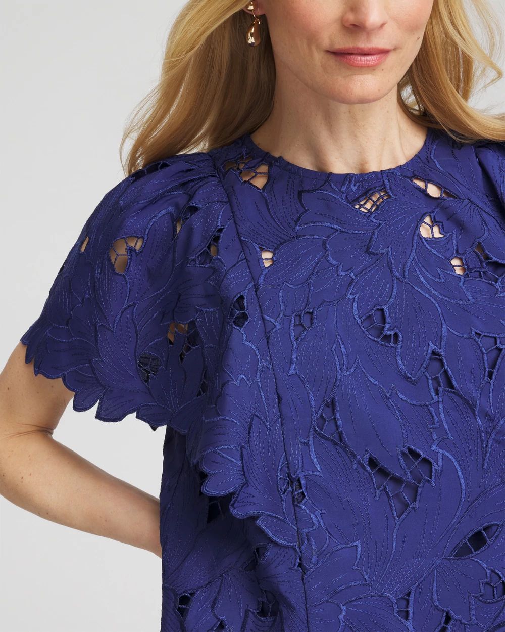 Lace Detail Flutter Sleeve Top click to view larger image.