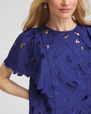 Lace Detail Flutter Sleeve Top click to view larger image.