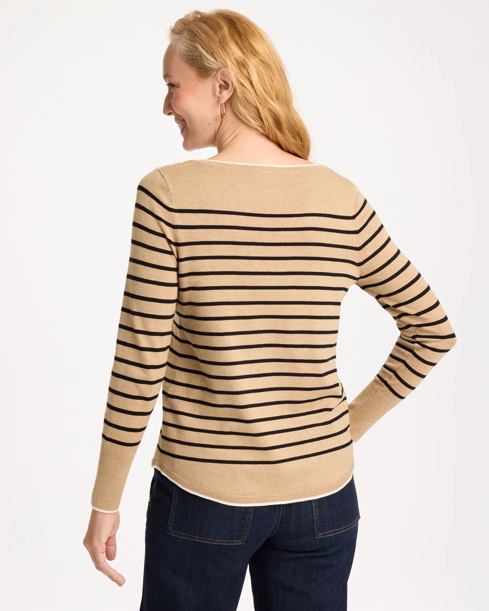 Ella Bateau Button Tipped Sweater click to view larger image.