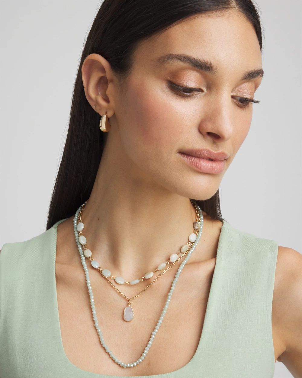 Adjustable Multi-Strand Semi-Precious Stone Necklace
