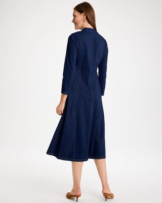 Knit Denim Seamed 3/4 Sleeve Dress click to view larger image.