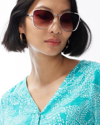 White and Silver Tone Sunglasses