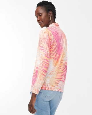 Linen Tropical Print Convertible Cardigan