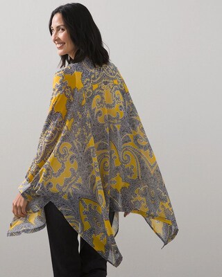Ruched Cuff Paisley Print Ruana