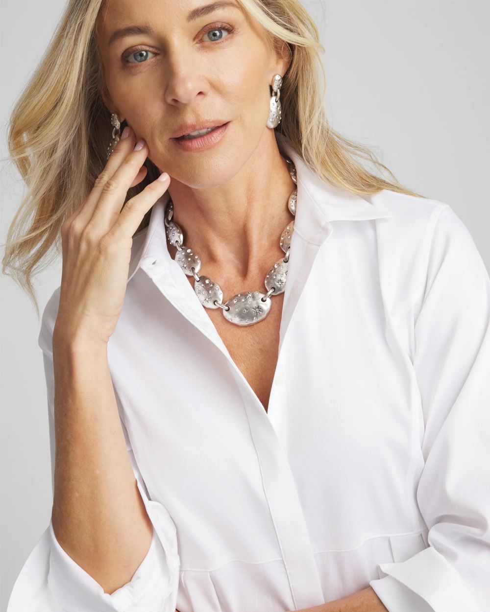 Silver Tone Starry Collar Necklace