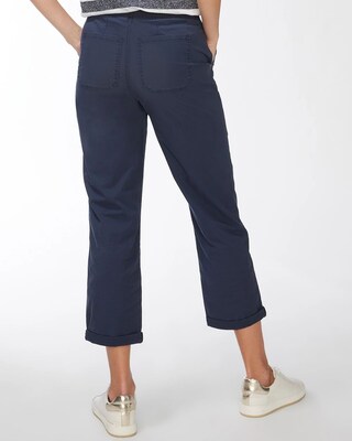Blue Eyelet Convertible Hem Crops